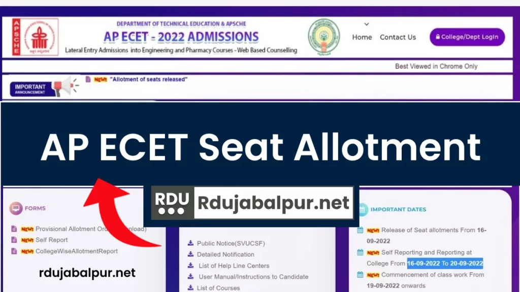 AP ECET Seat Allotment 2022